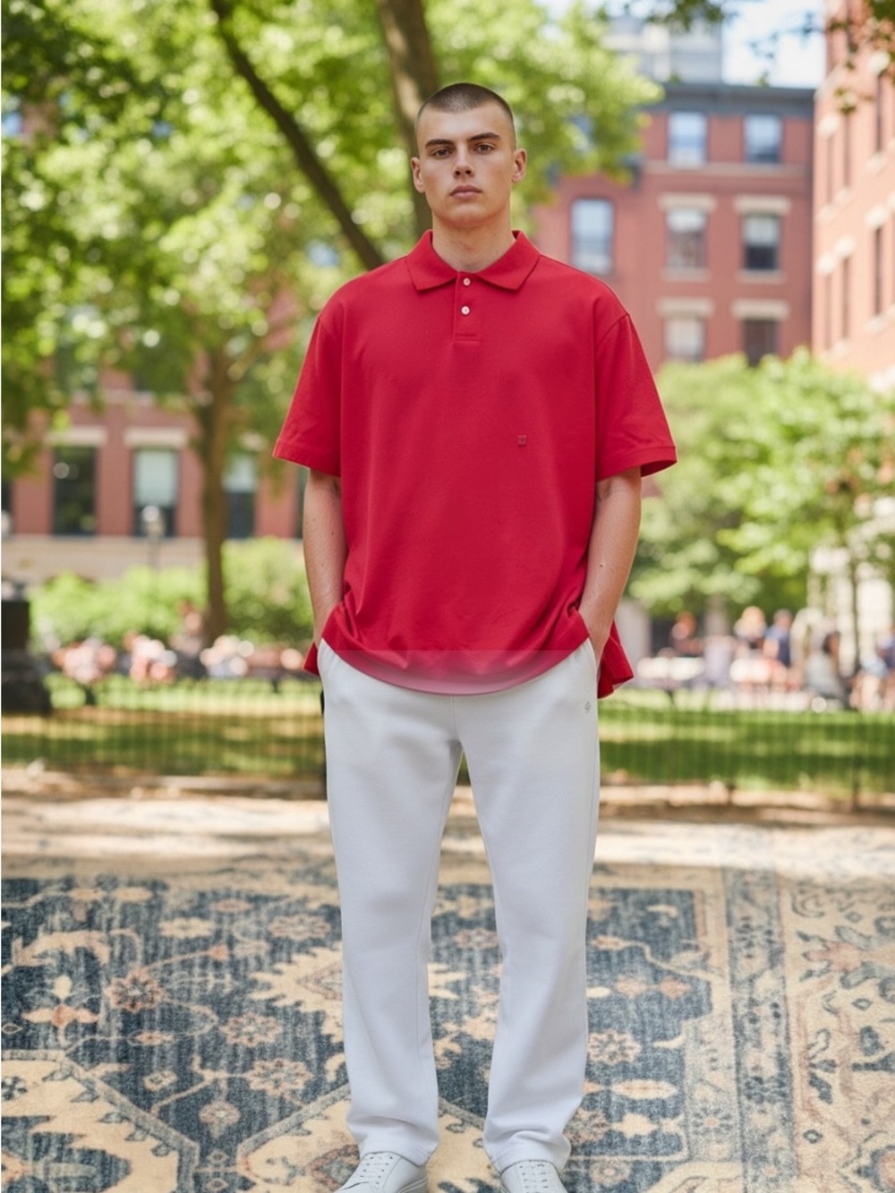 Men's Express Red Polo Shirt - Classic Short Sleeve Large